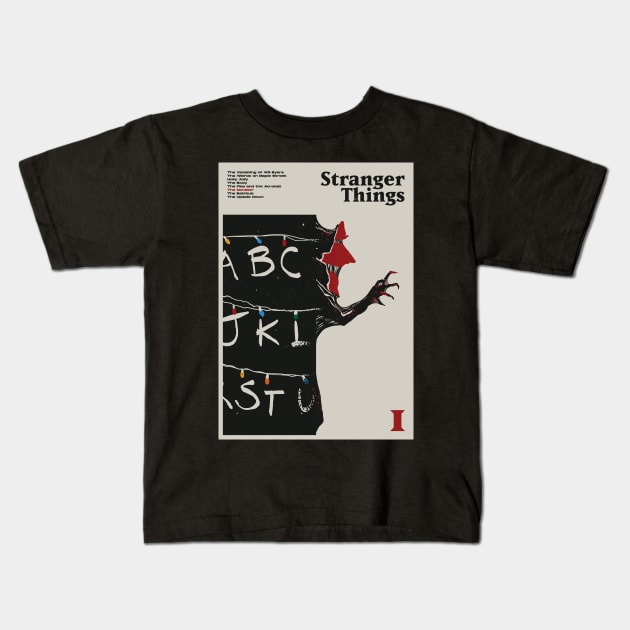 Stranger Things Season 1 Poster Art Kids T-Shirt by chuuyatrash